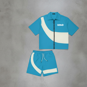 Conjunto de chándal de dos piezas para hombre 2026: cortavientos y pantalones cortos reflectantes de nailon con cremallera - Product Image 4