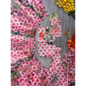 Lehenga Choli à imprimé floral de créateur pour les fêtes et les robes de cocktail - Product Image 2