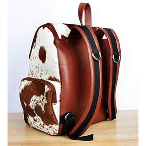 Mochila de Cuero Vacuno con Flecos, Estampado Animal, Estilo Bohemio, 15 Pulgadas, Múltiples Bolsillos, Unisex - Product Image 5