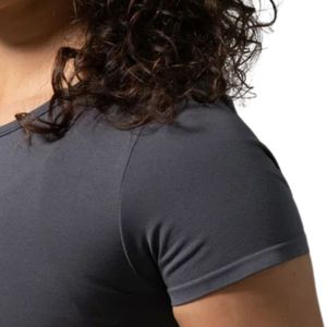 Camiseta Deportiva Ajustada de Manga Corta para Mujer, Color Gris Oscuro, para Gimnasio, Fitness, Yoga, Entrenamiento, Ropa Deportiva Transpirable - Product Image 5