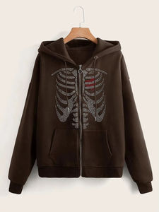 Sudadera con Capucha de Invierno para Mujer, Mezcla de Poliéster/Algodón, Transpirable, Estilo Urbano, Casual, de Lujo, con Pedrería, de la Mejor Calidad - Product Image 5