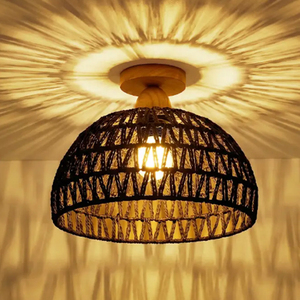 <b>Black</b> Nylon <b>String</b> Handwoven Pendant Lamp Bohemian Style Indoor Rope Hanging Lamp - Product Image 6