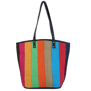 Bolsa de Lona a Rayas Coloridas de Alta Calidad, Estilo Bohemio, para Compras, Uso en Todas las Estaciones, de la India, a Precio de Mayoreo - Product Image 2