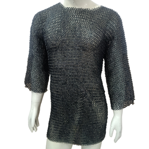 Medieval Knight Mild Steel Chainmail Armor Handmade Shirt 09mm Flat Riveted <b>Ring</b> Half Sleeve for Adult Reenactment Costume - Product Image 1