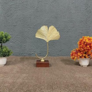 <b>Rustic</b> <b>Wooden</b> Base Metal Sculpture Vintage Inspired Decorative Showpiece for Home Interior <b>Shelf</b> and Table Display Minimalist - Product Image 1
