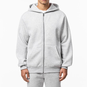 Wholesale Custom Oversized <b>Men's</b> Cotton French Terry Zip-Up Tracksuits with Pockets <b>Patch</b> Embroidery Eco-Friendly Supplier USA - Product Image 3