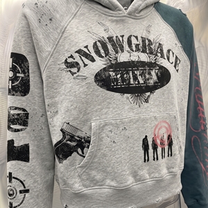 เสื้อฮู้ดครอปผู้ชาย Snowgrace แขนเสื้อแบบแร็กแลน สตรีทแวร์ พิมพ์ลาย มีกระเป๋า ดีไซน์ทรงโอเวอร์ไซส์ เหมาะสำหรับใส่ในฤดูใบไม้ร่วง - Product Image 5