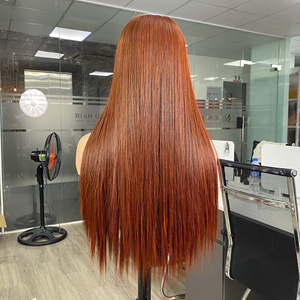Precio al por mayor: Peluca de encaje de cabello humano virgen vietnamita 100% natural, liso extremo, color castaño, extensiones de cabello súper doblemente tramado. - Product Image 1