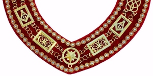 Emblemas Metálicos Dorados, Collar de Cadena Ceremonial de Terciopelo Rojo, Personalizado para Logia Masónica Azul, Acabado Dorado, Logia Decorativa de Terciopelo Rojo - Product Image 2