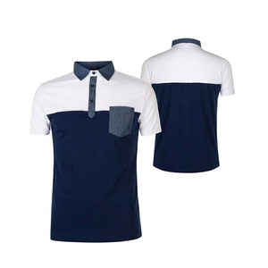Polo homme bleu marine personnalisé de haute qualité, manches courtes, coupe athlétique décontractée, avec poche, respirant, en maille, idéal pour l'été. - Product Image 1