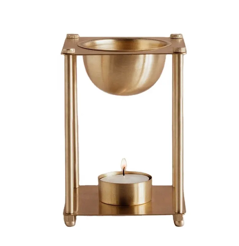 Moderne Luxe Messing Wierookolie Brander T Licht Aroma Warmer Geur Olie Diffuser Wierook Hars Brander Etherische Olie Brander Voor