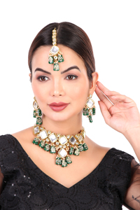 Party Wear Engagement Wedding Anniversary Choker Earrings Set Traditional Zircon Trendy <b>Gift</b> Jewelry Women Necklace Brass Alloy - Product Image 3