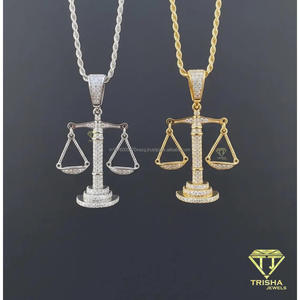 จี้รูปเครื่องชั่งประดับเพชรโมอิสซาไนต์ เงินแท้ 925 สองสี สไตล์ฮิปฮอป - Product Image 2