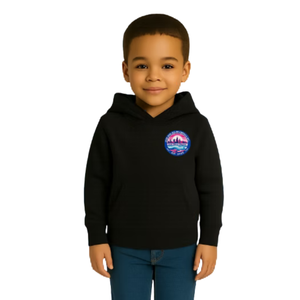 Sweat à capuche brodé noir pour garçon, pull décontracté à manches longues, streetwear quotidien, vêtement confortable pour un style de vie actif - Product Image 1