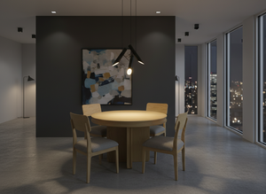 Ensemble de table à manger ronde moderne en frêne massif et placage MDF avec 4 chaises - Durable et facile à nettoyer - Product Image 4