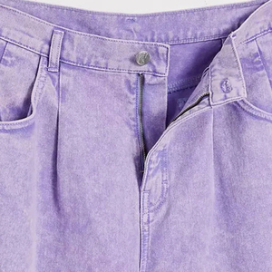 Pantalones Vaqueros Morados de Cintura Alta y Pierna Recta para Hombre, Estilo Casual, Algodón Lavado, Transpirables, Corte Regular, Primavera 2026 - Product Image 5