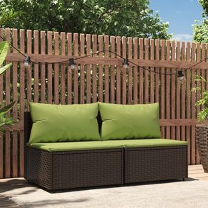 Canapé central de patio marron et vert pour la décoration de jardin - Product Image 1