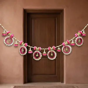 Tapisserie murale florale rose traditionnelle pour la décoration d'entrée de mariage, motif circulaire en tissu pour la décoration intérieure - Product Image 1