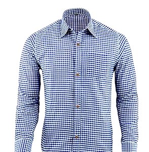 <b>Men</b>’s <b>Blue</b> Bavarian Trachten <b>Shirt</b> Oktoberfest Party Cotton Long Sleeve Traditional German S to 4XL - Product Image 1