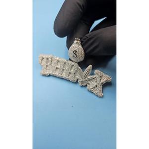 Hip Hop Bling Name Pendant <b>Iced</b> Out Moissanite Diamond Necklace Money Bag <b>Chain</b> Gift Jewelry - Product Image 4