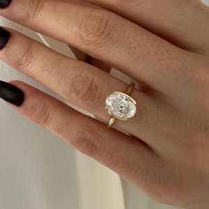 Magnifique bague de luxe en diamant taille ovale 3,01 carats cultivé en laboratoire avec or massif 18 carats, bijou de promesse raffiné, cadeau pour petite amie - Product Image 5