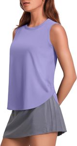 Camiseta sin mangas de punto para mujer, moderna, morada, con cuello redondo, informal, de color liso, transpirable, de longitud regular, ODM OEM - Product Image 2