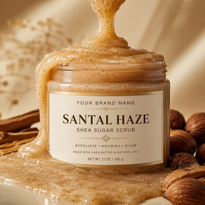 Santal Haze Shea Sugar <b>Scrub</b> with Natural Oils Hydrating Exfoliating <b>Body</b> <b>Scrub</b> for Dry Skin Removal OEM Private Label Wholesale - Product Image 2