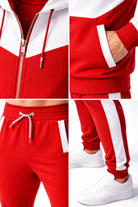 New Design Custom Men Tracksuit Red <b>White</b> Hoodie and Jogger Set Sportswear Training Suit Comfortable Gym Wear Wholesale - Product Image 6
