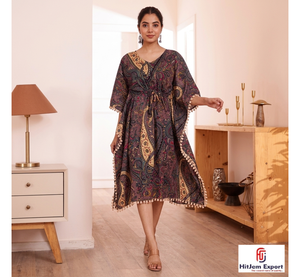 Women Printed <b>Kaftan</b> Dress Loose Fit Elegant Soft Fabric Wear <b>Summer</b> Cover Up Resort Island Vacation Bulk Supply - Product Image 1