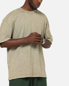 Camiseta Extra Grande para Hombre, Color Verde Oliva Claro, Estilo Vintage Lavado, Corte Holgado de Verano, Camiseta Personalizada al por Mayor OEM - Product Image 6