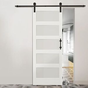 32 pouces. X 84 In. Kit de quincaillerie pour porte de grange non finie de 5,5 pieds avec poignée, pour 5 panneaux en verre trempé, nécessite une installation simple - Product Image 3