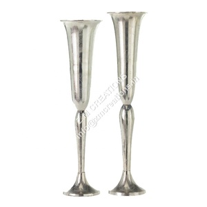 Handmade Coastal Modern Iron Rust Resistant Silver Gold Pillar Flower Vase High Quality Lightweight Wide Mouth Wedding Easter - Product Image 5