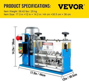 Machine à dénuder les fils électriques, 370W, 0,06'' - 1,5'', dénudeur de câbles motorisé automatique avec vitesse de 75 pieds/minute, 11 canaux, 10 - Product Image 3