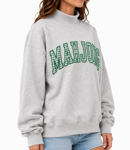 Sudadera de cuello alto para mujer, personalizada con bordado, de algodón transpirable, forro polar, estilo oversize, con logo frontal, ecológica, para invierno. - Product Image 2
