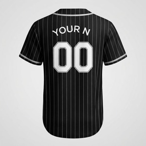Camiseta de Béisbol Unisex Negra a Rayas con Estampado del Nombre del Equipo, Cierre de Botones, Manga Corta, Transpirable, de Poliéster, Talla Adulto - Product Image 3