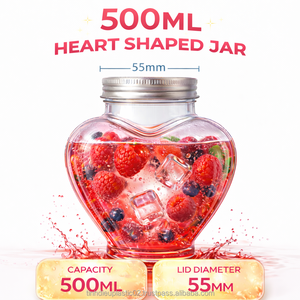 Cute Heart 500ml PET Aluminum Screw <b>Cap</b> OEM ODM <b>Plastic</b> Bottles for Juice Milk Tea Coffee Packaging - Product Image 5