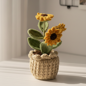 <b>Paper</b> Art Viet Sunflower Wholesale <b>Handmade</b> Amigurumi Doll Yarn Gift Crochet Potted Plant 2026 Souvenir Decoration Knitted - Product Image 1