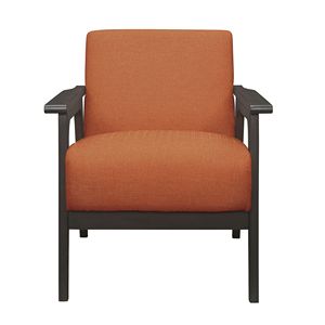 Fauteuil d'appoint de salon finition gris antique en tissu orange, bois d'hévéa massif, 1 pièce, mobilier - Product Image 5