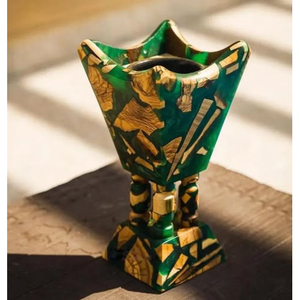 Quemador de Incienso Árabe Moderno Hecho a Mano de Madera y Resina Verde, Porta Incienso Oud para Decoración del Hogar, Centro de Mesa de Lujo - Product Image 1