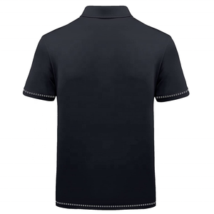 Men's Blue Geometric Print Short Sleeve Polo Shirt Quick Dry Knitted Sporty Casual <b>Top</b> - Product Image 2
