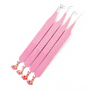 Pince à cils en acier inoxydable à pointe en fibre pour extensions de volume, avec grip diamant et design de base personnalisé - Product Image 2