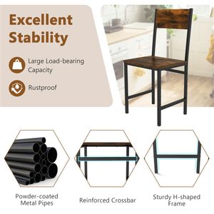 Set di 4 Sedie da Cucina Contemporanee in Stile Rustico Marrone con Telaio in Metallo, Capacità 330 LBS, Seduta Rimovibile in Pelle PU - Product Image 3