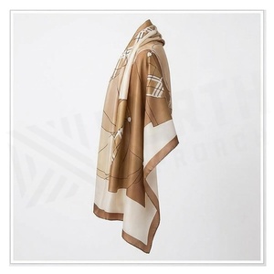 Elegante Bufanda Larga de Seda para Mujer, Estampado a Cuadros, Accesorio de Moda Multifuncional para Todas las Temporadas - Product Image 2