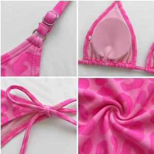 Ensemble de bikini rose imprimé léopard à dos nu North Approach, maillot de bain deux pièces taille haute extensible et tendance pour femme - Product Image 4