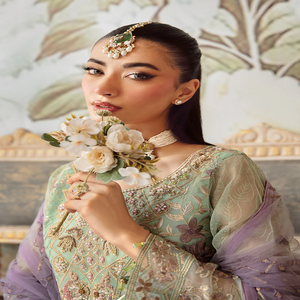 Mint green organza salwar Embroidered <b>wedding</b> dress women Traditional Indian Pakistani <b>tops</b> Regular fit salwar kameez - Product Image 1