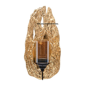 Portavelas Colgante de Hormigón Moderno con Acabado Negro en Forma de Hoja Metálica, Ideal para las Festividades Navideñas - Product Image 5