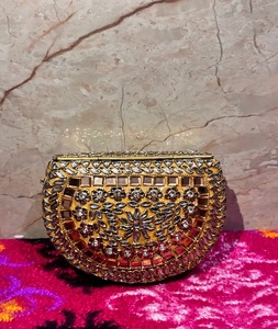 Fashion Women's Evening Clutch Shoulder HandBag Indian-style handbag Kundan mosaic clutch - Product Image 2