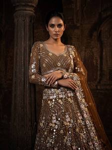 Lehenga Choli en soie rose brodée, longueur au sol, tenue de mariage traditionnelle pour femmes, style Inde Pakistan - Product Image 3
