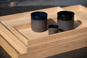 Plateau de service en bois de chêne fait main, ensemble de 3 plateaux de service en bois de chêne, décoration de table élégante - Product Image 2