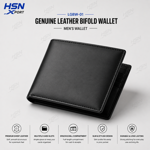 กระเป๋าสตางค์หนังแท้ทรงบาง ทนทาน พับได้สองตอน - Product Image 1